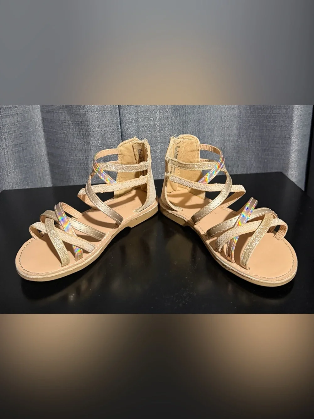 Cat & Jack Girls' Nude Sandals with Holographic Straps